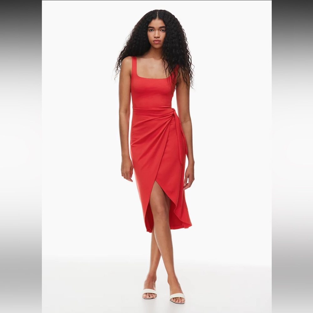 Aritzia Wilfred Saturn Midi Dress Barberry Red